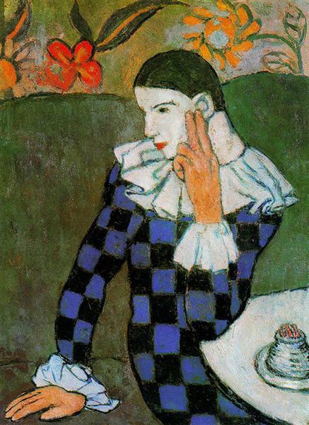 Pablo Picasso Classical Oil Painting Harlequin Leaning